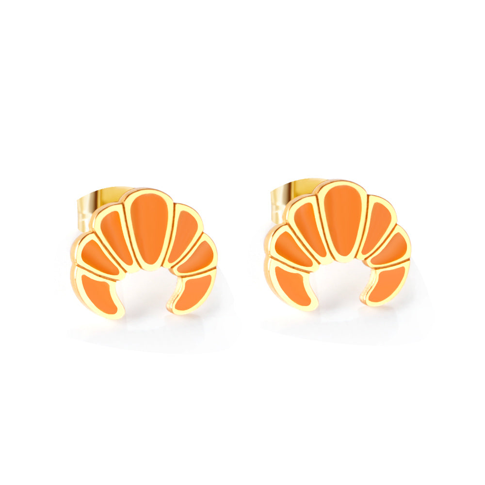 Wholesale 18K Gold Croissant Earrings Bakery Theme Hypoallergenic
