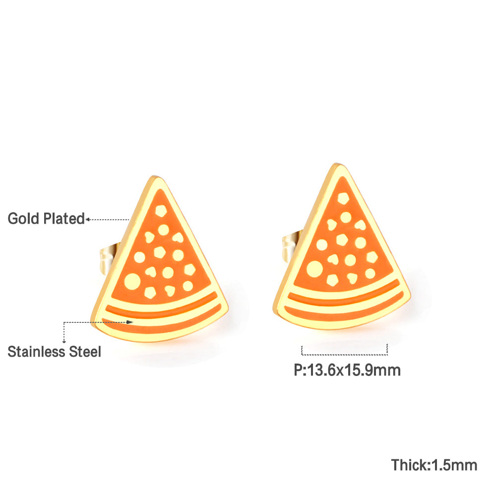 Wholesale Stainless Steel Orange Pizza Cut Earrings