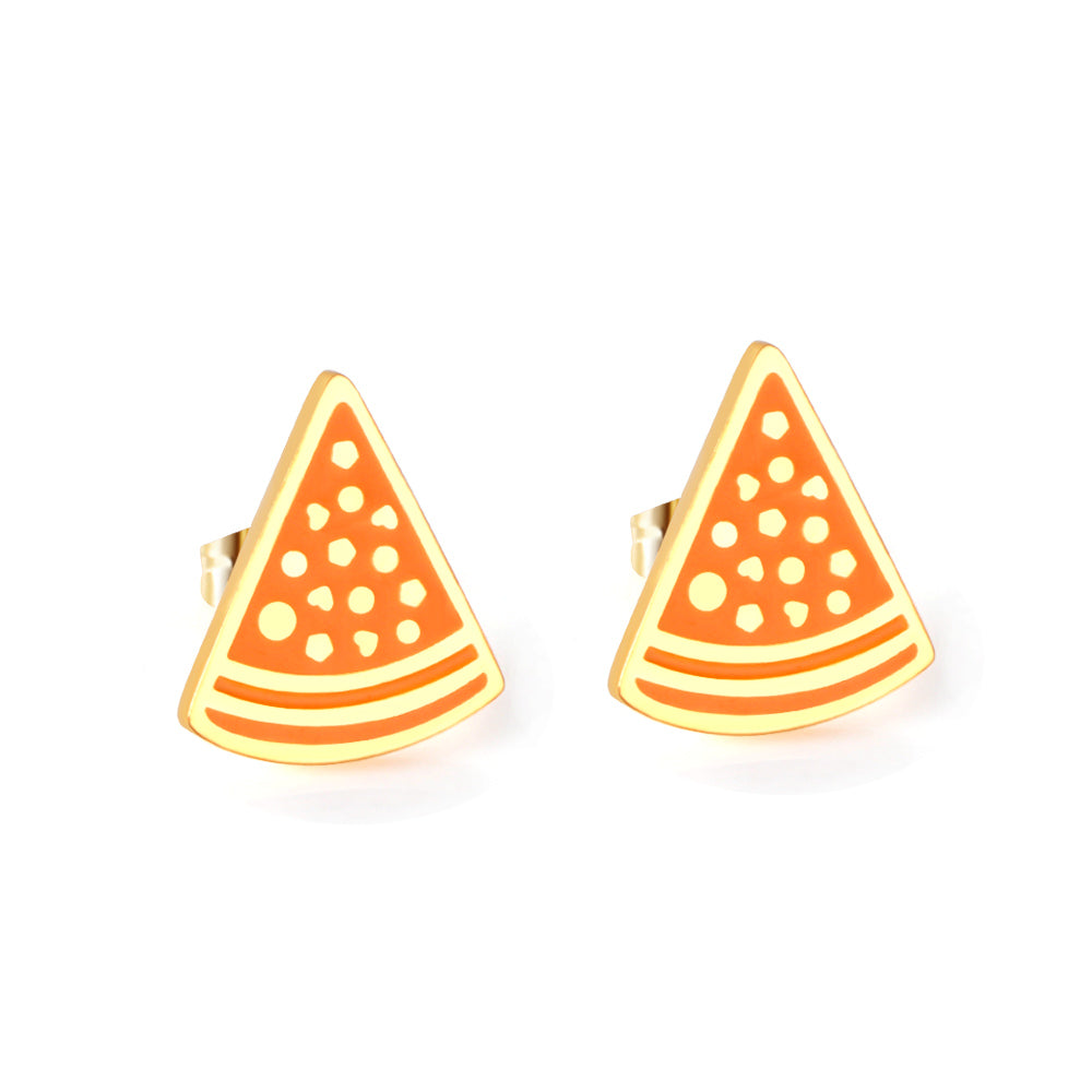 Wholesale Stainless Steel Orange Pizza Cut Earrings