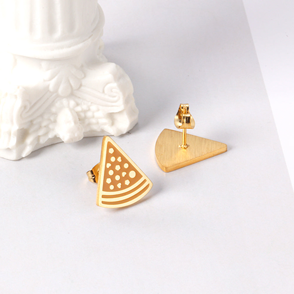 Wholesale Stainless Steel Orange Pizza Cut Earrings