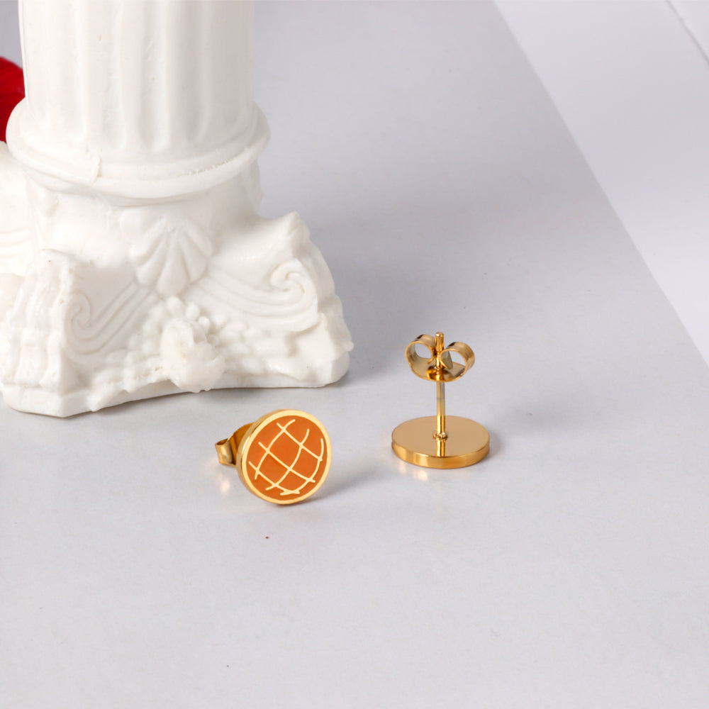 Bulk 18K Gold Orange Studs Citrus Design Hypoallergenic