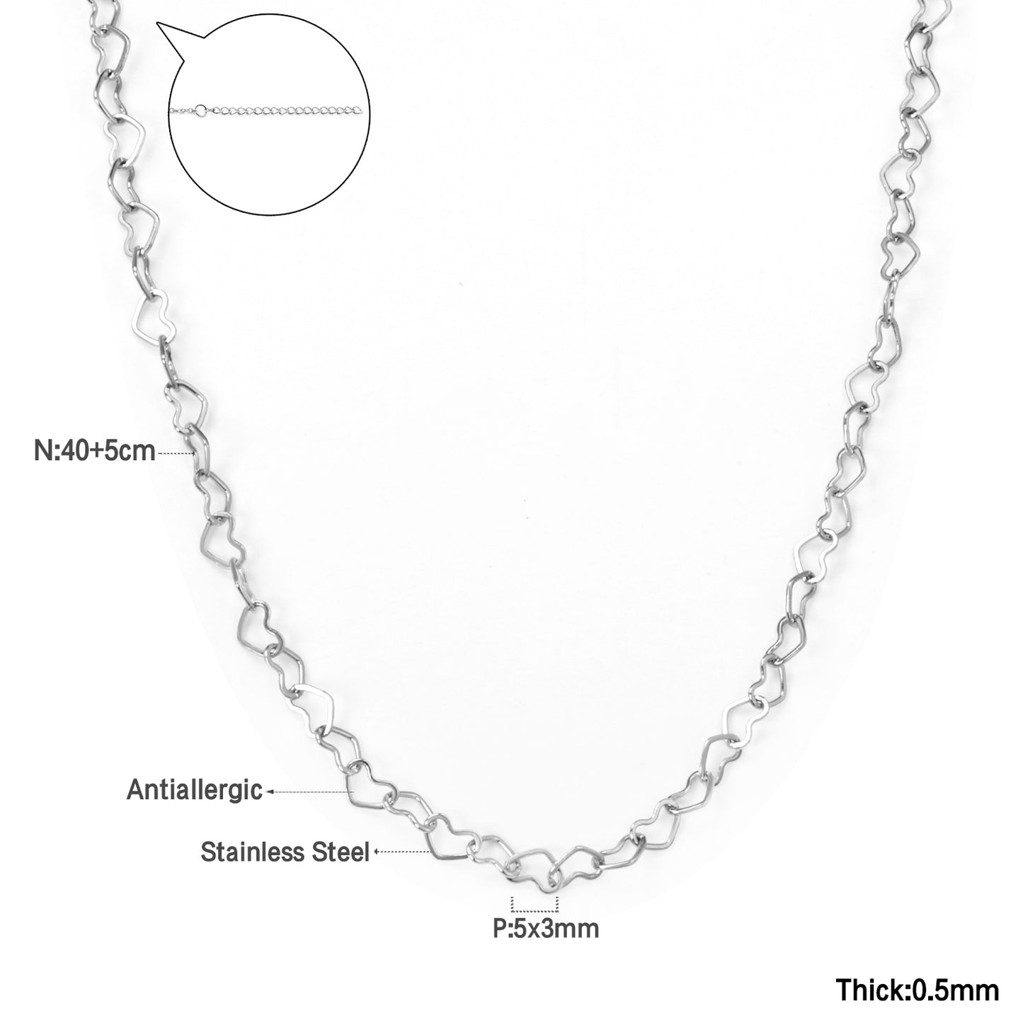 Wholesale 18K Gold Heart Link Necklace Geometric Minimalist