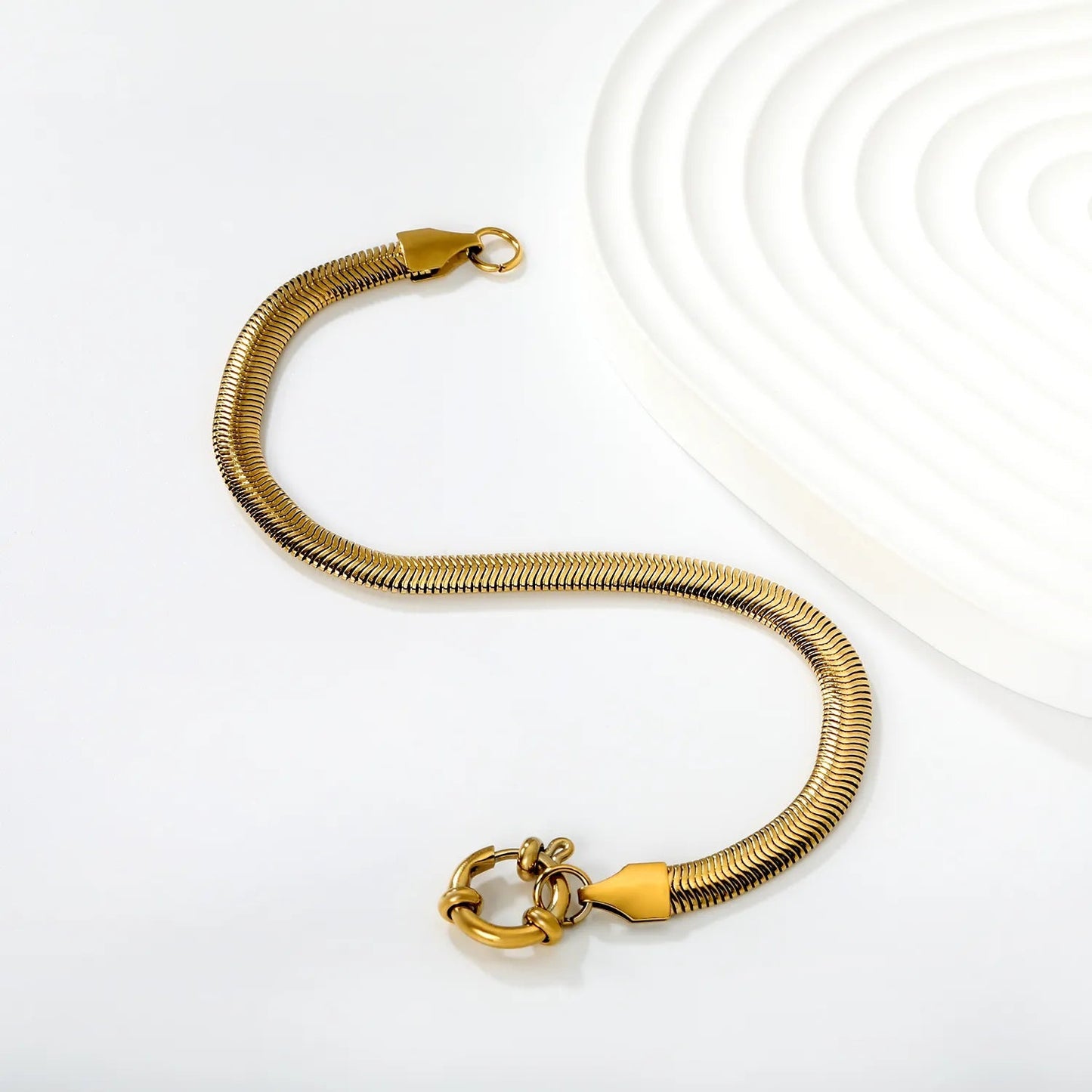 Minimalist Snake Chain Bracelet 304L Stainless Steel Gold 16cm