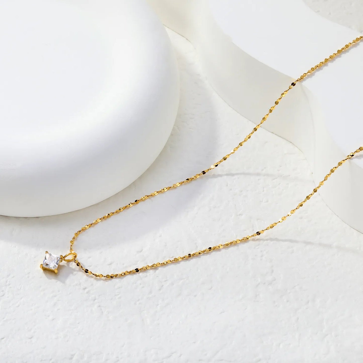Minimalist Square Zircon Stainless Steel Shimmer Chain