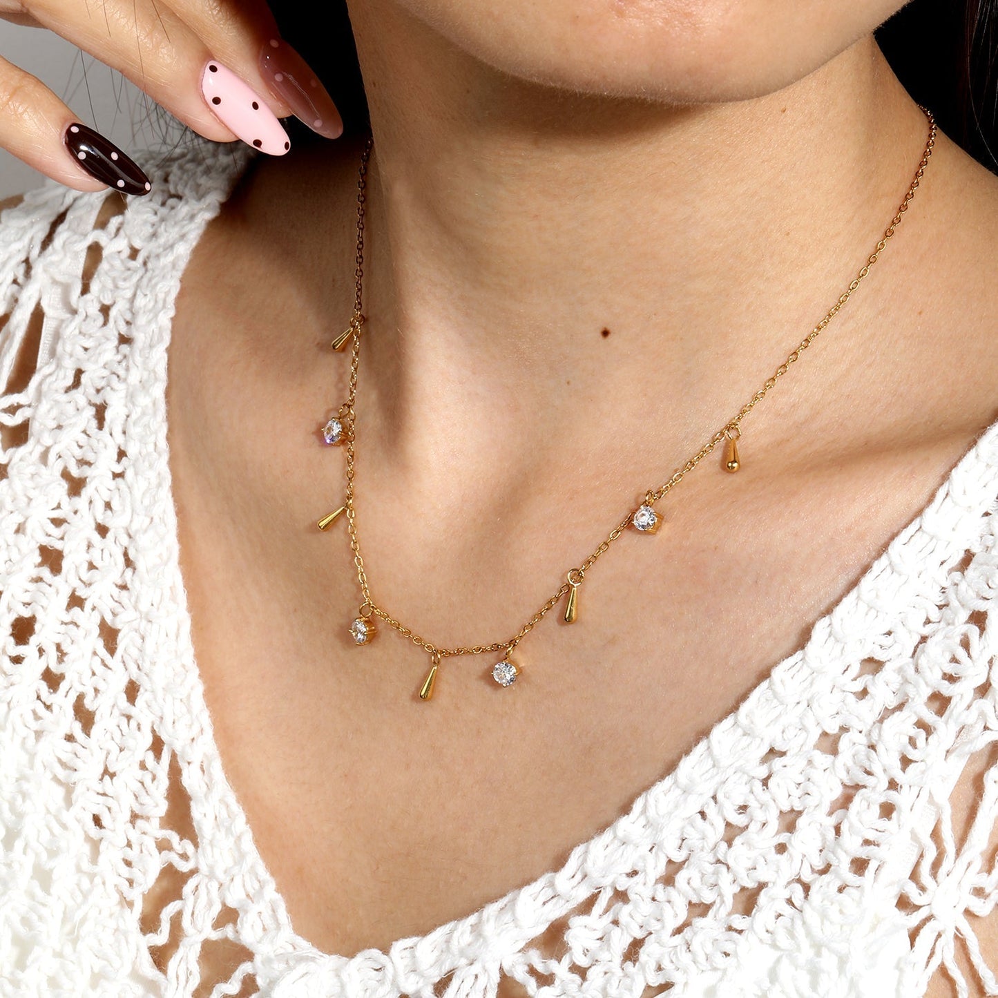 Minimalist Teardrop & Zircon Stainless Steel Dainty Chain