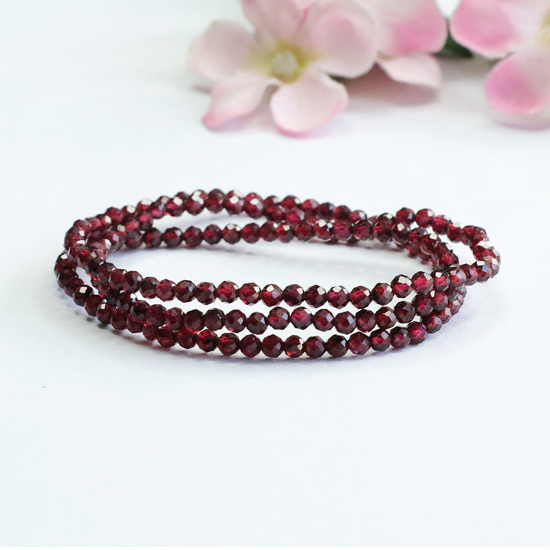 Elegant Double-Strand Red Garnet Bracelet | Graceful Root Chakra Stone