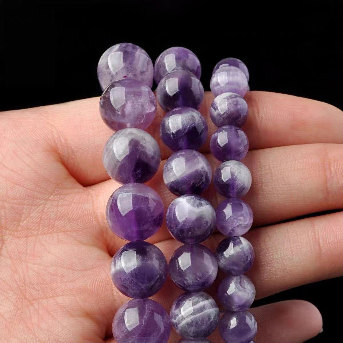 Wholesale Deep Purple Amethyst Bracelet | Premium Round Bead Jewelry