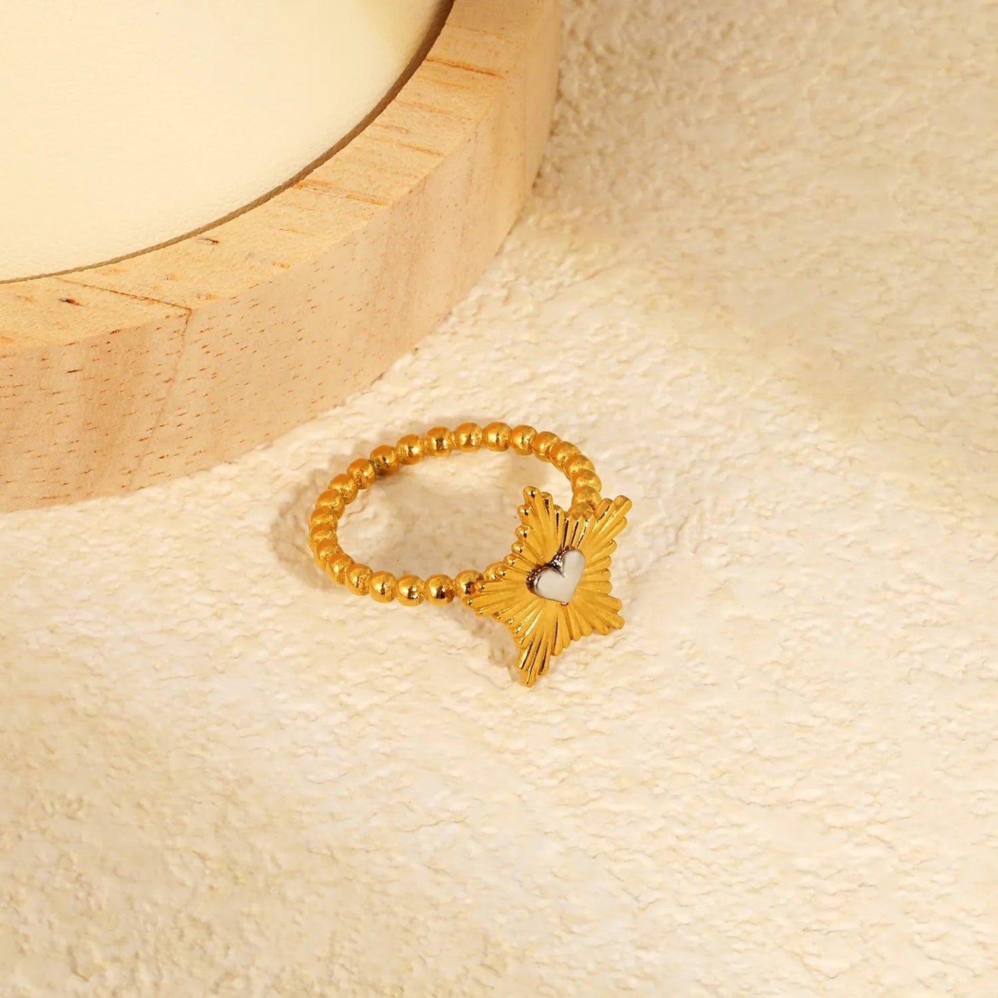 Sweet Heart Sunflower Ring 304L Stainless Steel Gold Silver 2g Gift