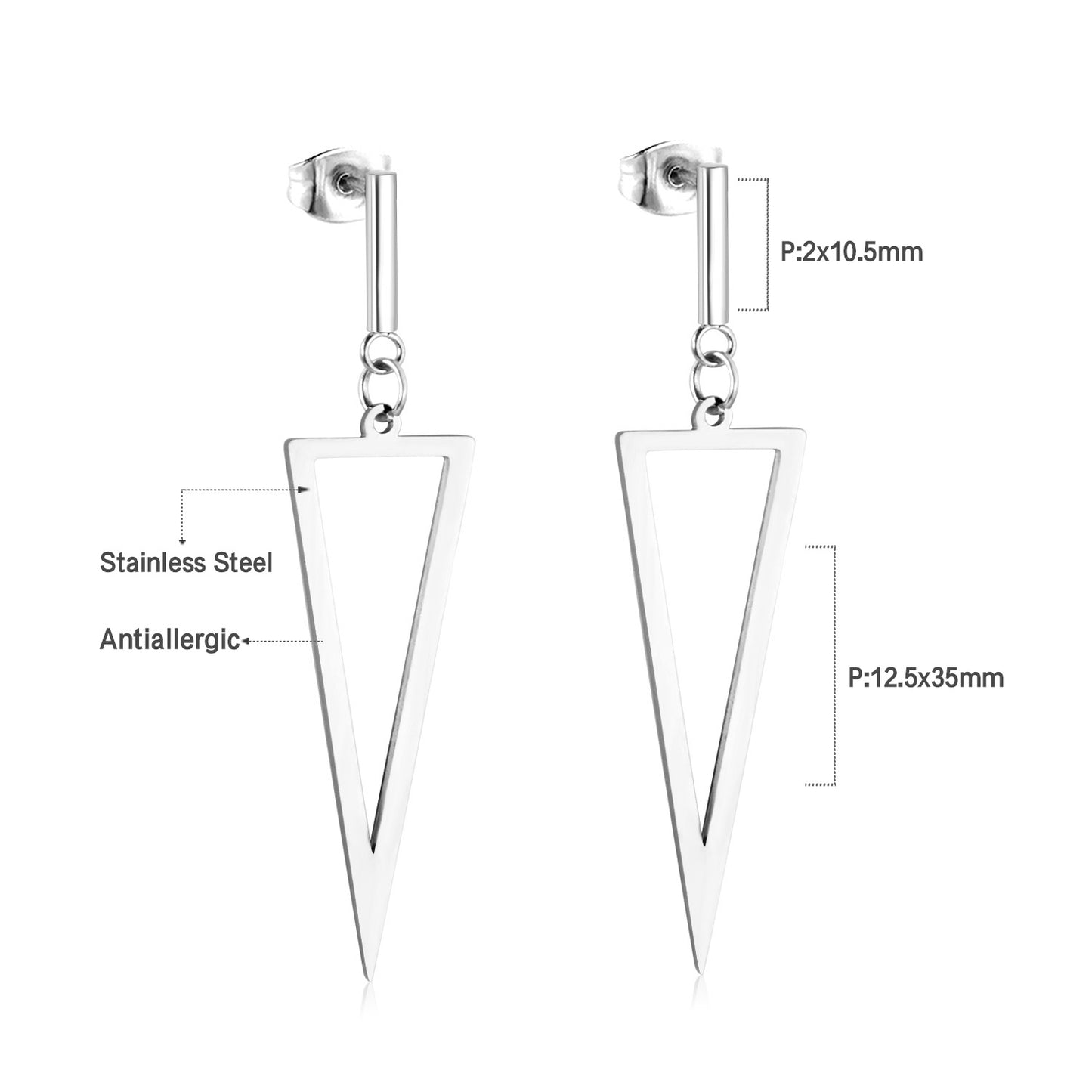 Wholesale 18K Gold Triangle Stud Earrings
