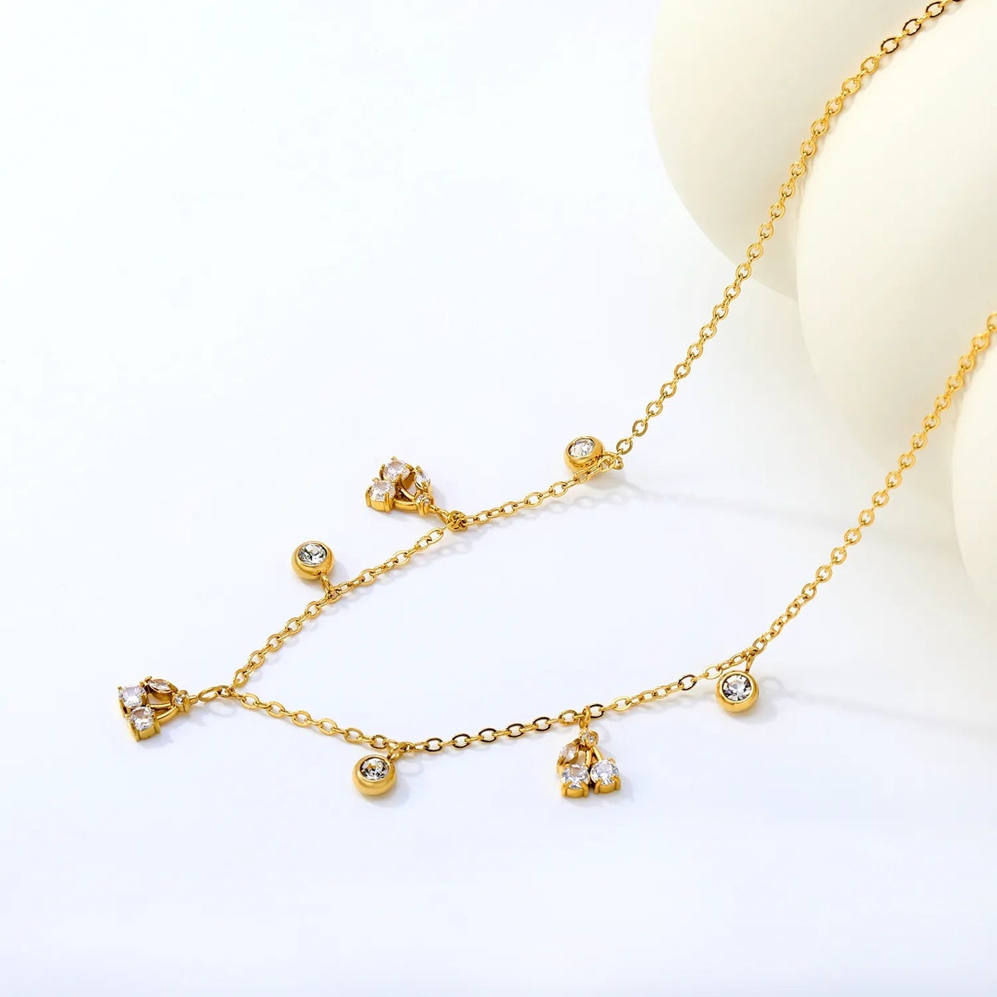 Wholesale 304L Stainless Steel Multi Drop Zircon Necklace Bulk