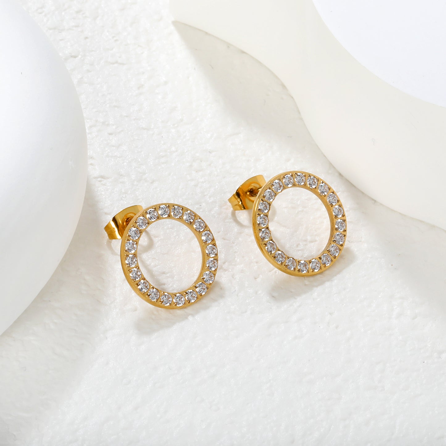 Wholesale Waterproof PVD Gold CNC CZ Hollow Circle Stud EarringsInspiration Board