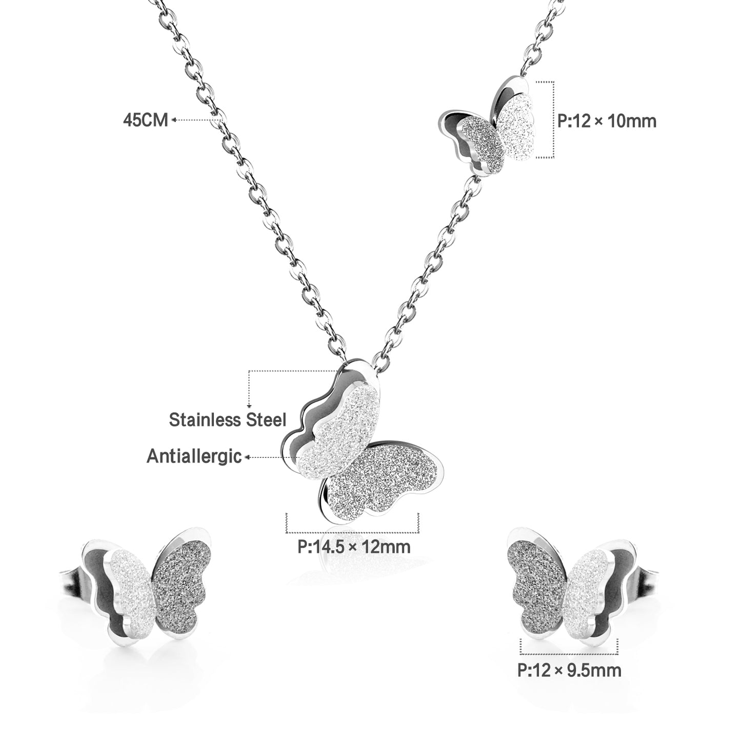 butterfly pendant measurement-steel