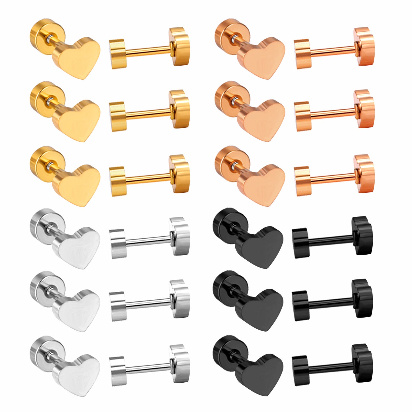 Wholesale Multicolor Heart Shaped Stud Earrings