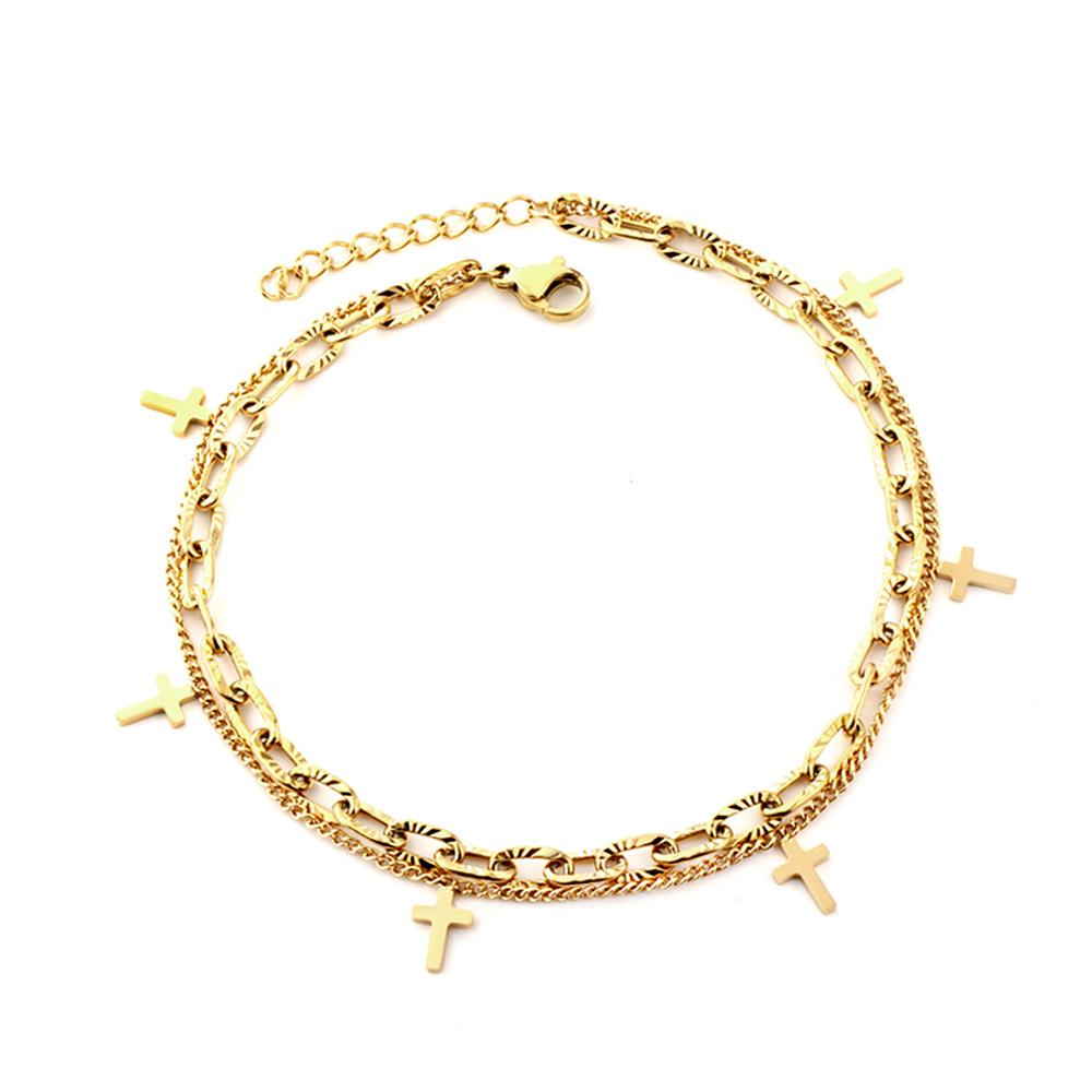 dual chain cross anklet