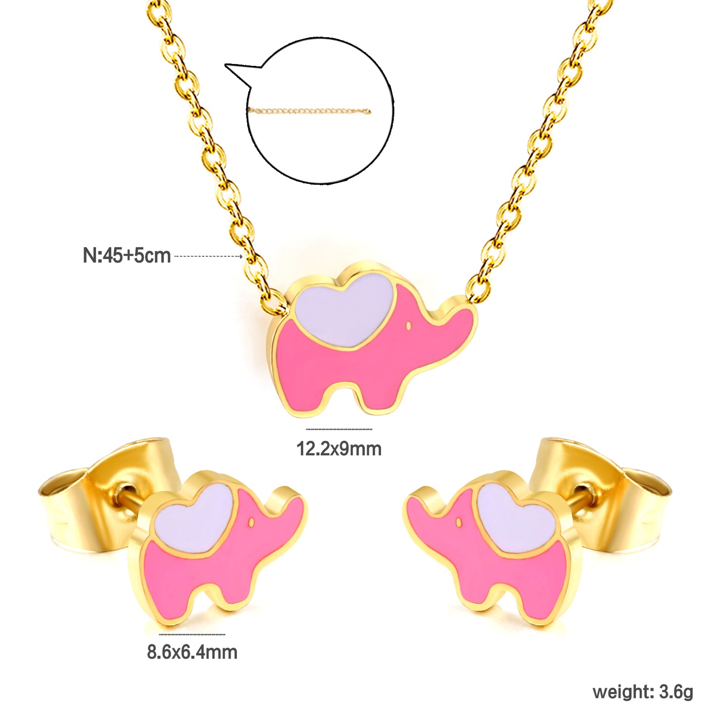 elephant pendant measurement chart