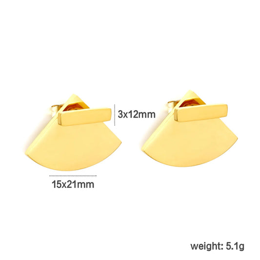 Minimalist Geometric Fan Shaped Stud Earrings 304L Stainless Steel
