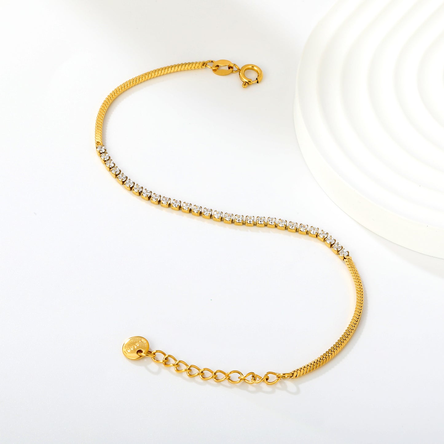 Wholesale Modern Half CZ Half Snake Chain Tennis Bracelet