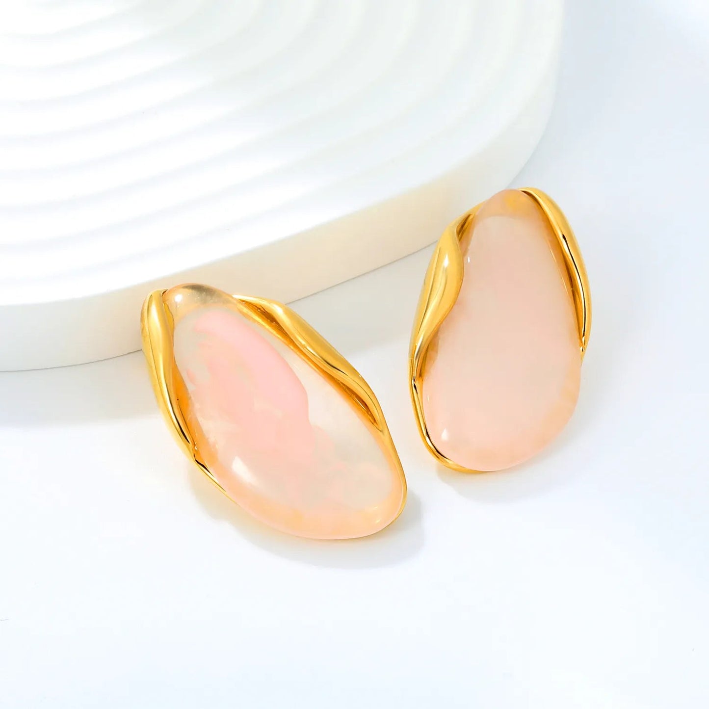 Vintage Irregular Resin Stud Earrings 304L Stainless Steel