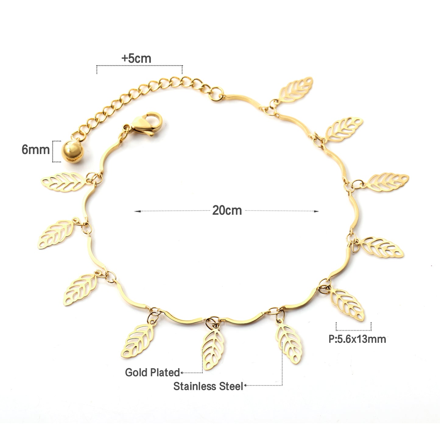 leaf pendant size diagram