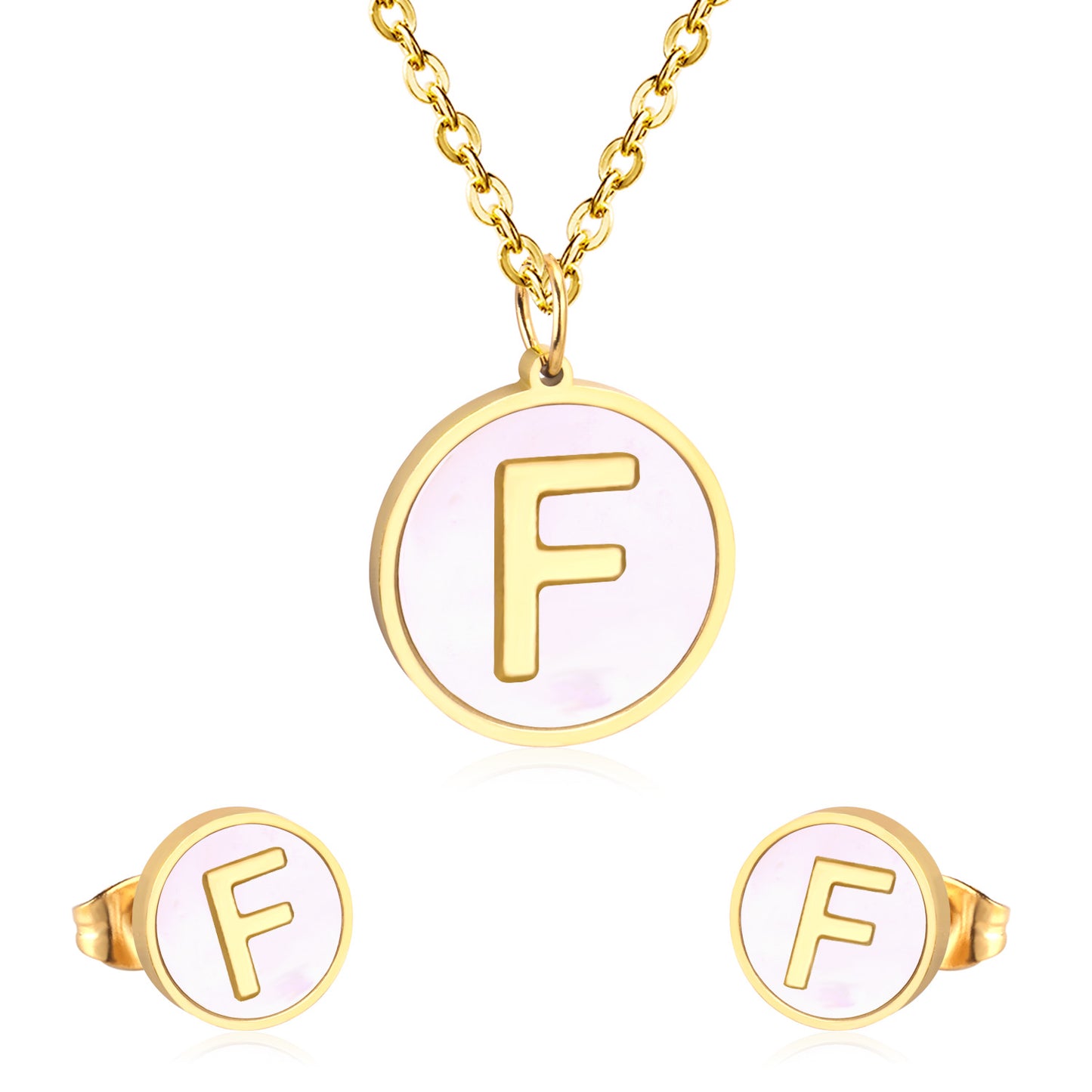 letter a jewelry gold stainless-F