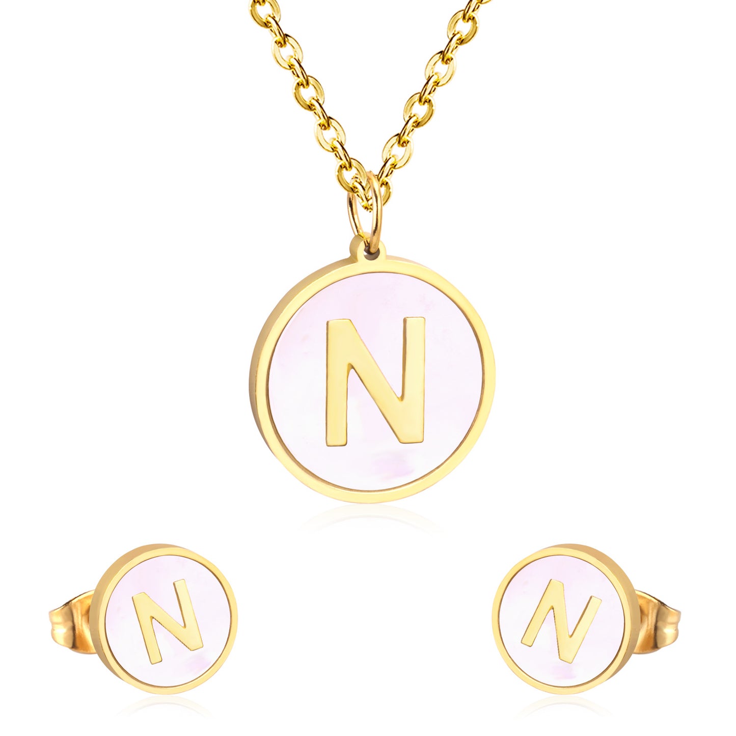 letter a jewelry gold stainless-N