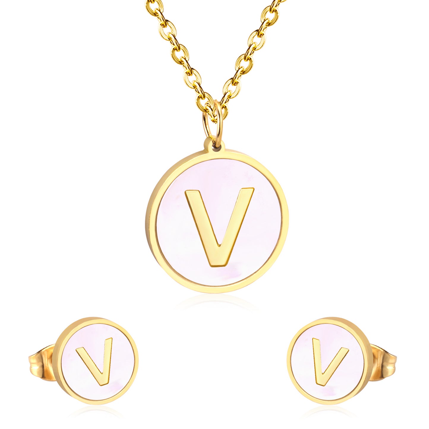 letter a jewelry gold stainless-V