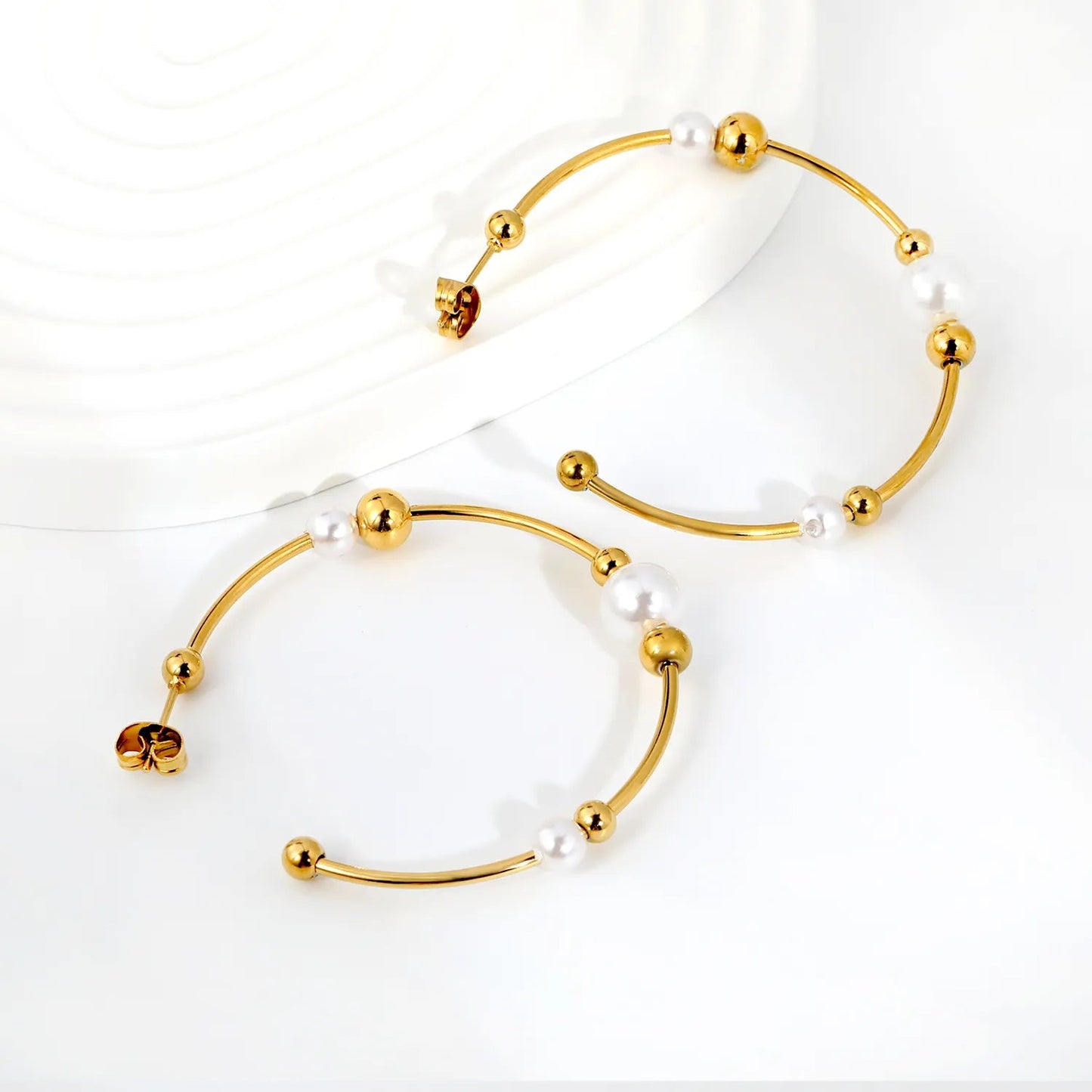 Wholesale 47.5mm Large Statement Pearl C-Shape Stud Earrings Bulk Price
