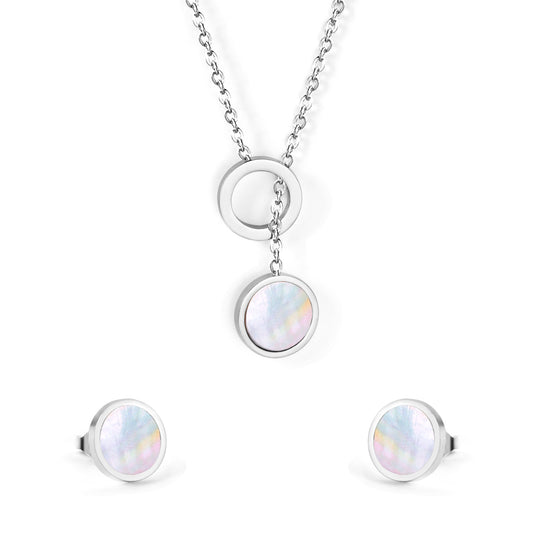 mother pearl black contrast jewelry-steel