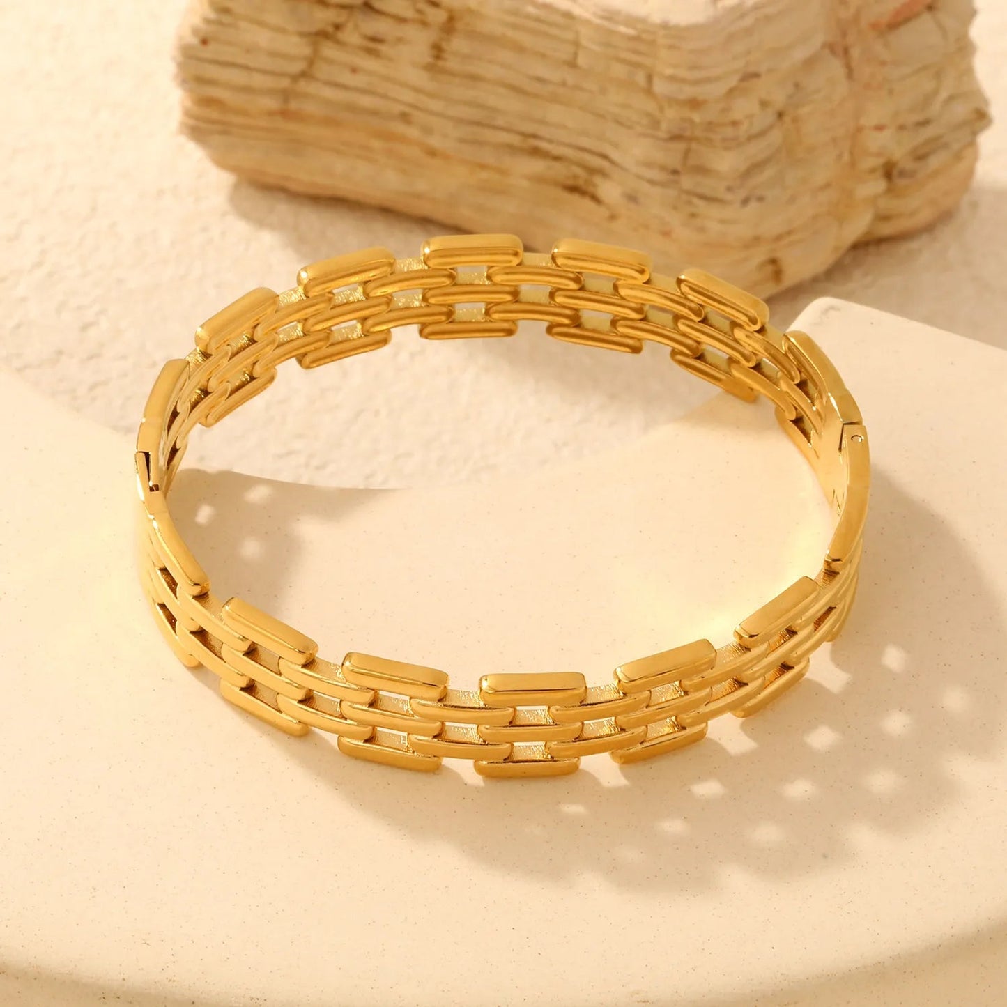 Power & Prestige: Heavyweight 12mm 5-Row Watch Band Hinged Bangle