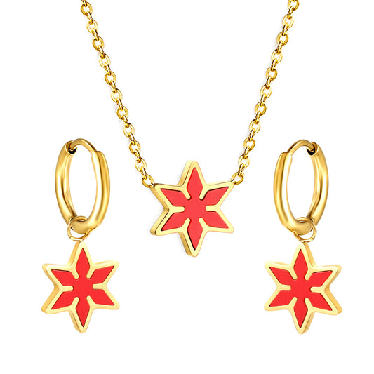 multicolor star enamel jewelry-Red