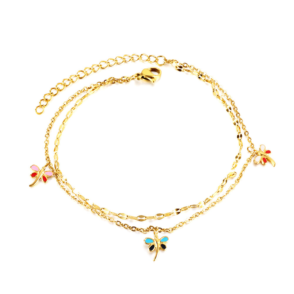 pastel floral twin anklet