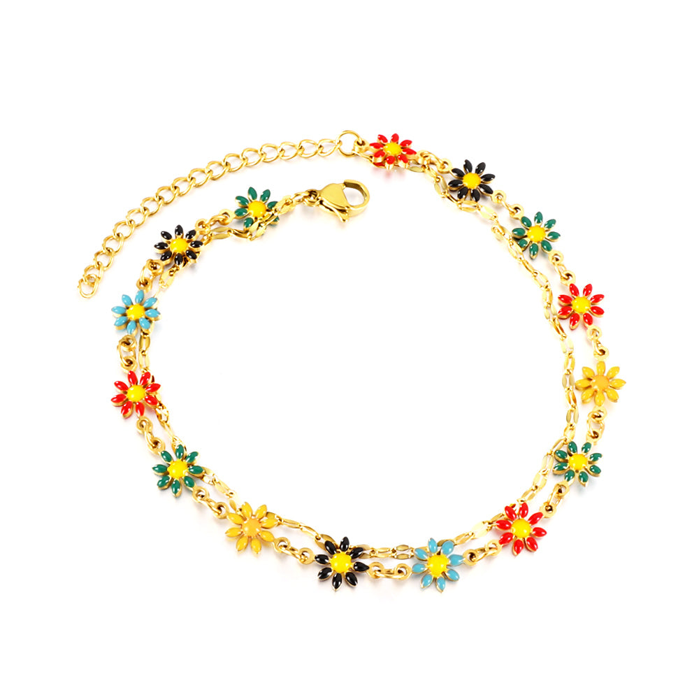 rainbow flower anklet vibrant