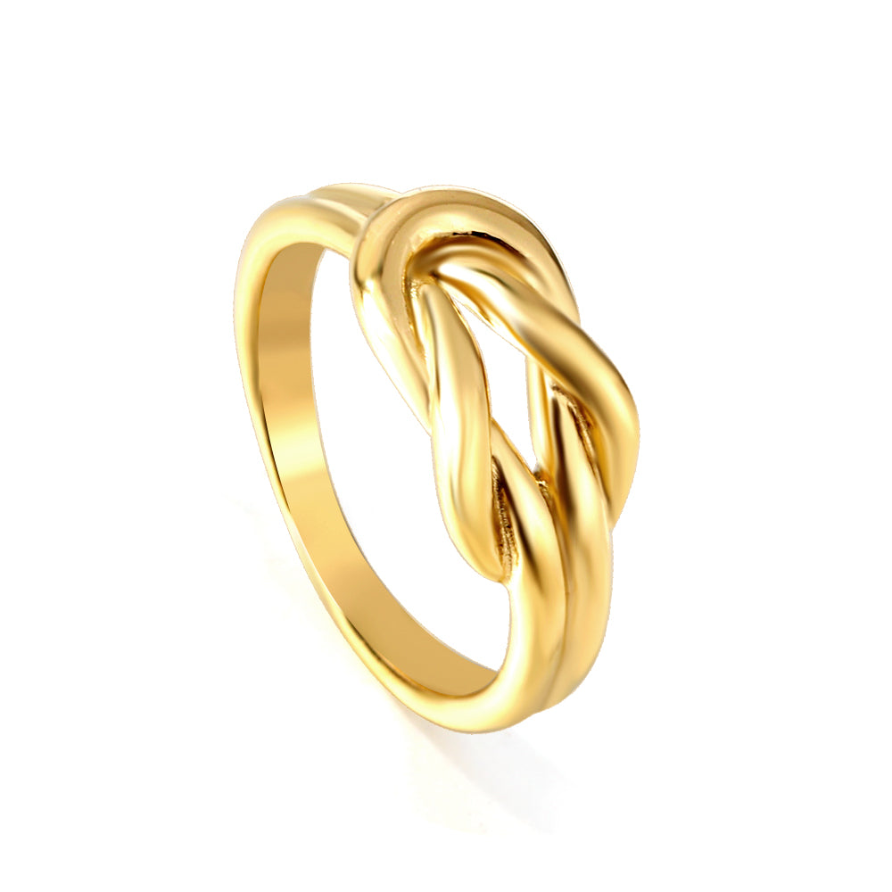 stainless steel gold twisted braided ring white background wholesale