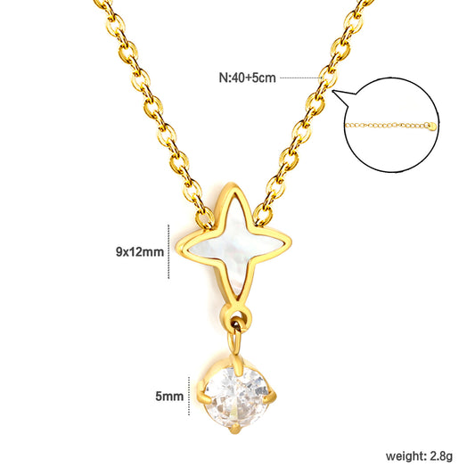 Wholesale Mother of Pearl Starburst Solitaire CZ Drop Necklace Bulk