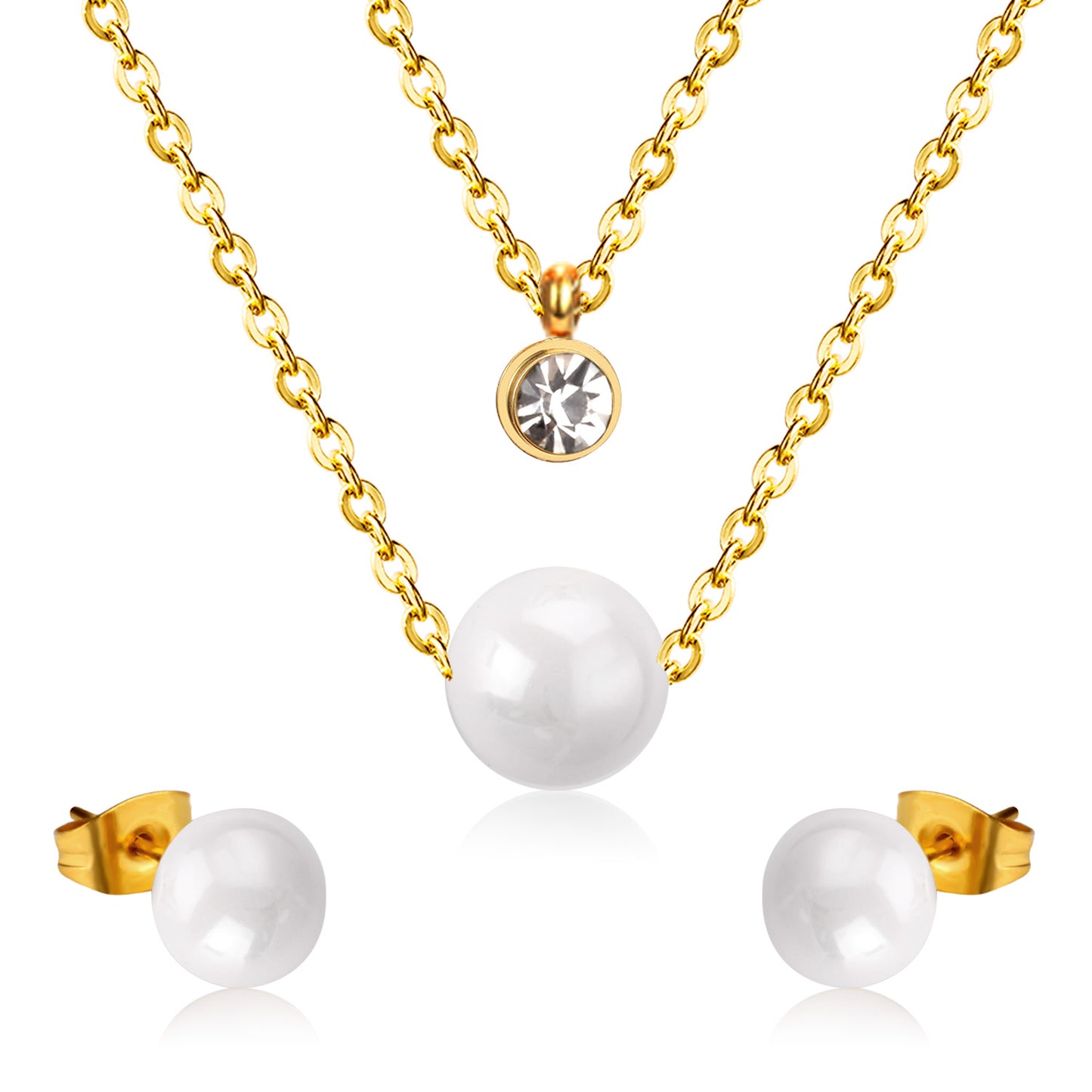 tiered pearl diamond jewelry set