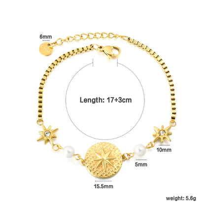 French Style 304L Stainless Steel Starburst Pearl Bracelet Bulk