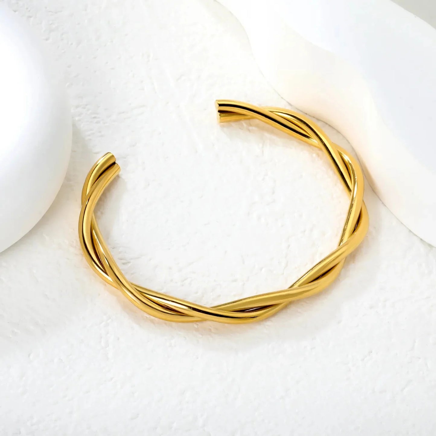 Vintage 304L Stainless Steel Twisted Bangle | Daily Gold Cuff
