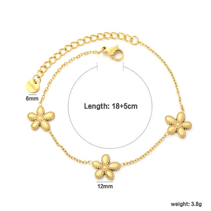 Elegant 304L Stainless Steel Gold Flower Bracelet for Women