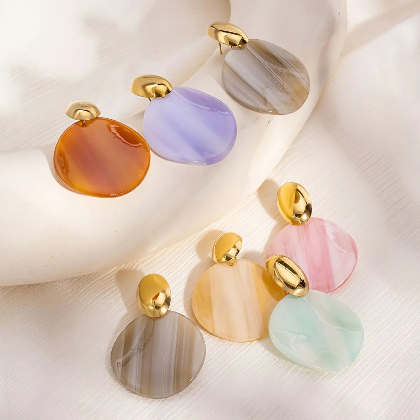 Minimalist Colorful Round Disc Earrings Stainless Steel Tarnish-Free