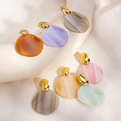Minimalist Colorful Round Disc Earrings Stainless Steel Tarnish-Free