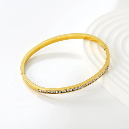 Elegant 304L Stainless Steel Gold Bangle | Princess Cut Gift