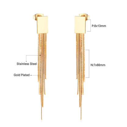 Wholesale 18K Gold Dual - Tone Tassel Stud Earrings Fashion