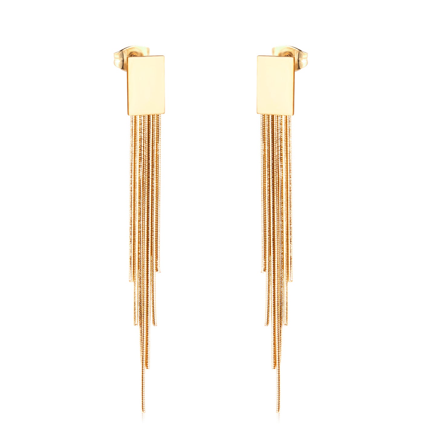Wholesale 18K Gold Dual - Tone Tassel Stud Earrings Fashion