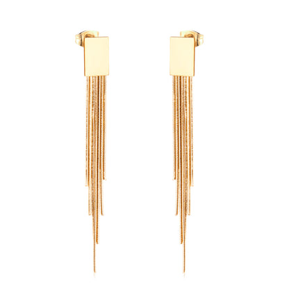 Wholesale 18K Gold Dual - Tone Tassel Stud Earrings Fashion