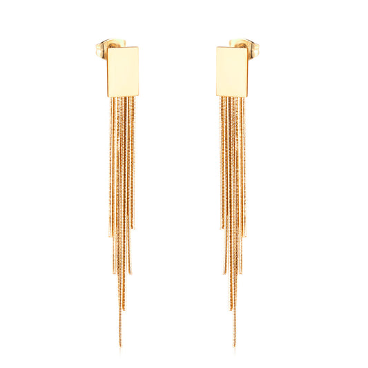 Wholesale 18K Gold Dual - Tone Tassel Stud Earrings Fashion