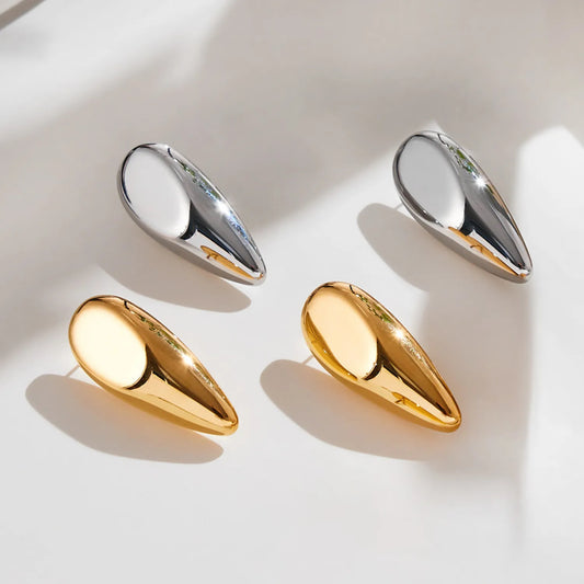 Wholesale Waterproof PVD Gold/Silver Contoured Teardrop Studs