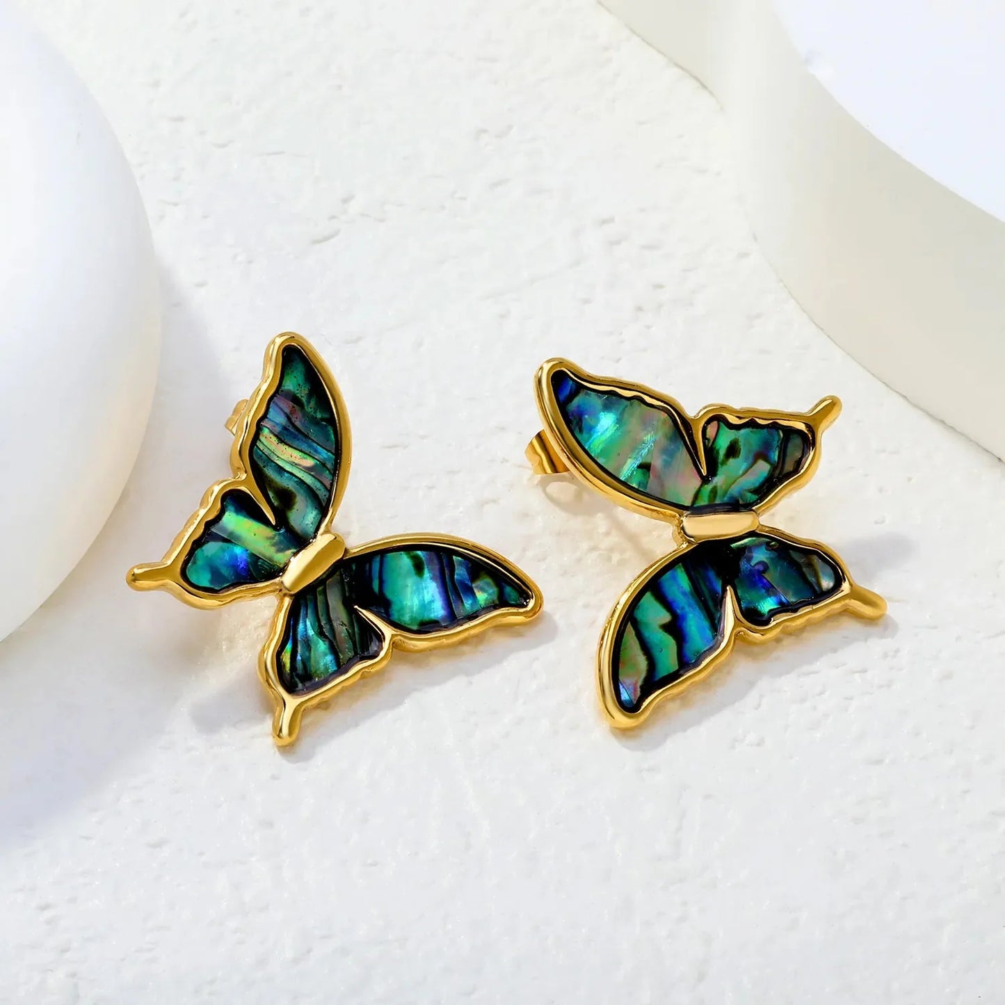 Elegant Stainless Steel Butterfly Studs | French Style Shell Jewelry
