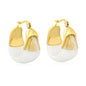 Aesthetic 304L Stainless Steel Wide Hoops | Marble Resin Gold Earrings