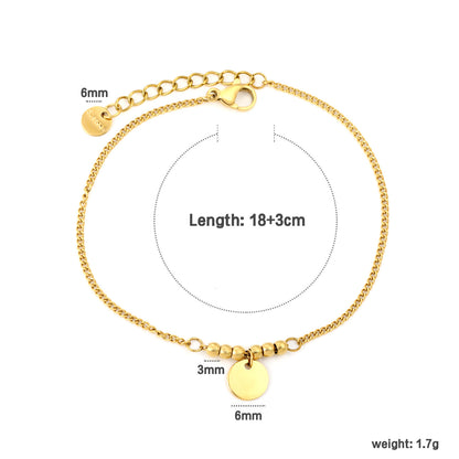 Bulk PVD Gold Minimalist Round Tag Dainty Stacking Bracelet