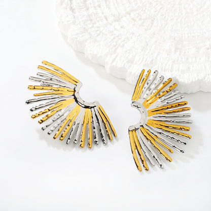 Wholesale Waterproof Two-Tone Sculpted Radial Wing Ear Clips for Non-Pierced Ears